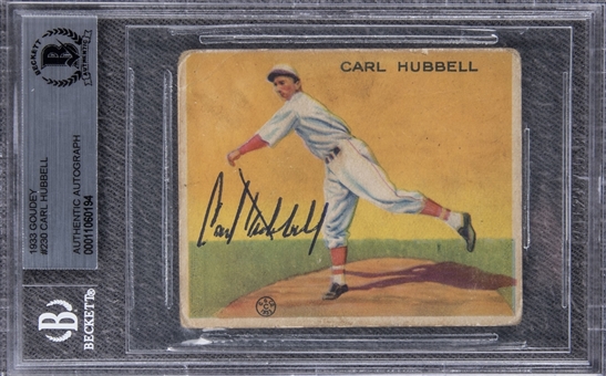 1933 Goudey #230 Carl Hubbell Signed Rookie Card – BGS Authentic